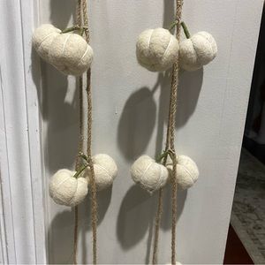 Fall Cream Wool Felt 1" Pumpkin Garland 6 Ft Long Farmhouse Country Thanksgiving